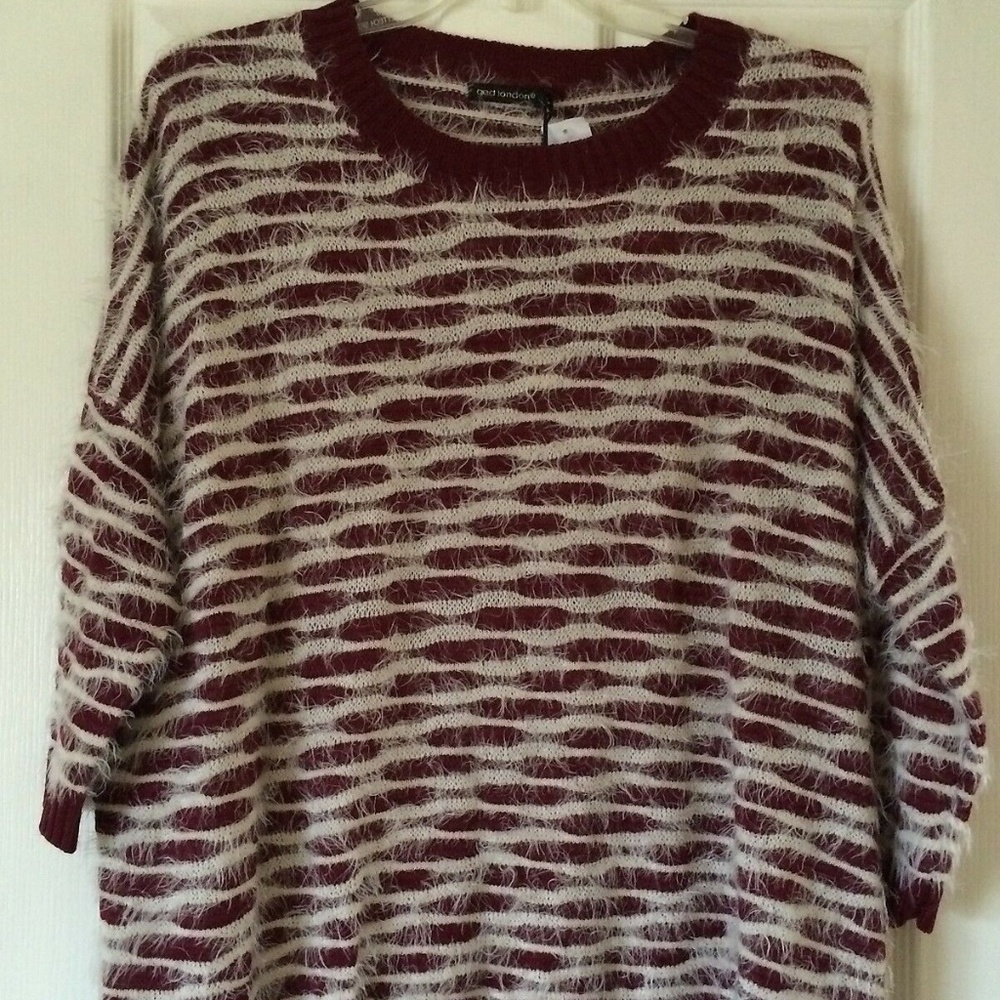 NEW Eyelash Sweater by qed london Port/Cream M